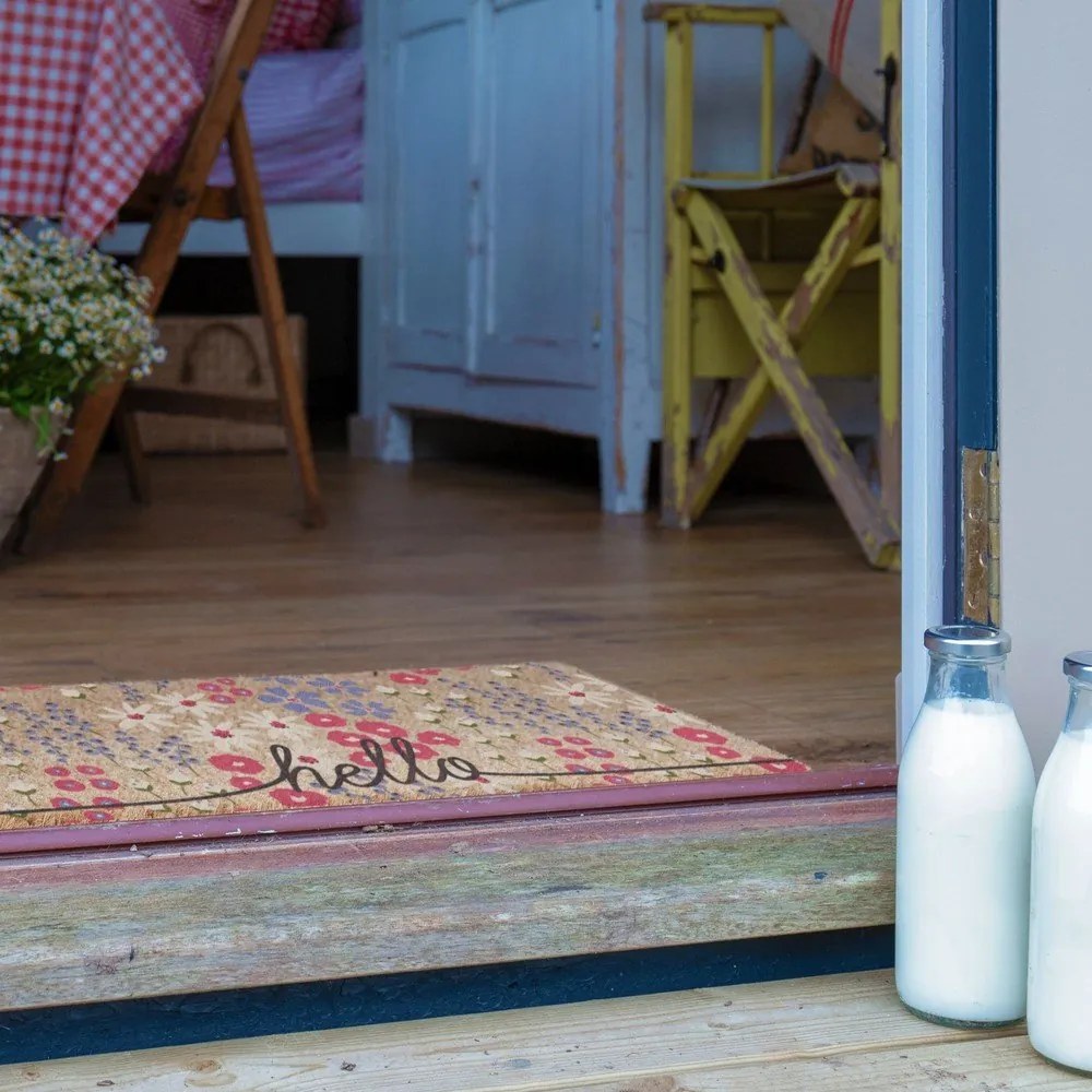 Wycieraczka z włókna kokosowego 40x120 cm Hello Scribbly Floral – Artsy Doormats