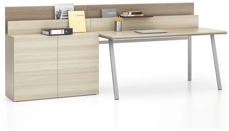 Dodatkowa szafka do biurka LAYERS, krótka, dąb naturalny / dąb bejcowany