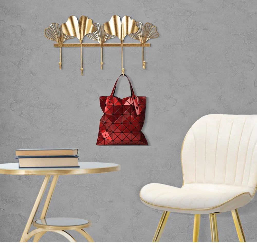 Metalowy wieszak ścienny w kolorze złotym Leaves – Mauro Ferretti