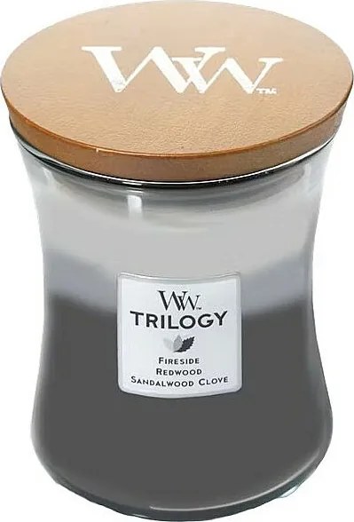 Świeca zapachowa klepsydra, Warm Woods, szary 275 gr