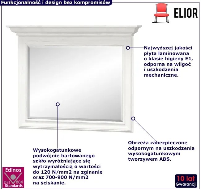 Białe klasyczne lustro w ramie W9-S67
