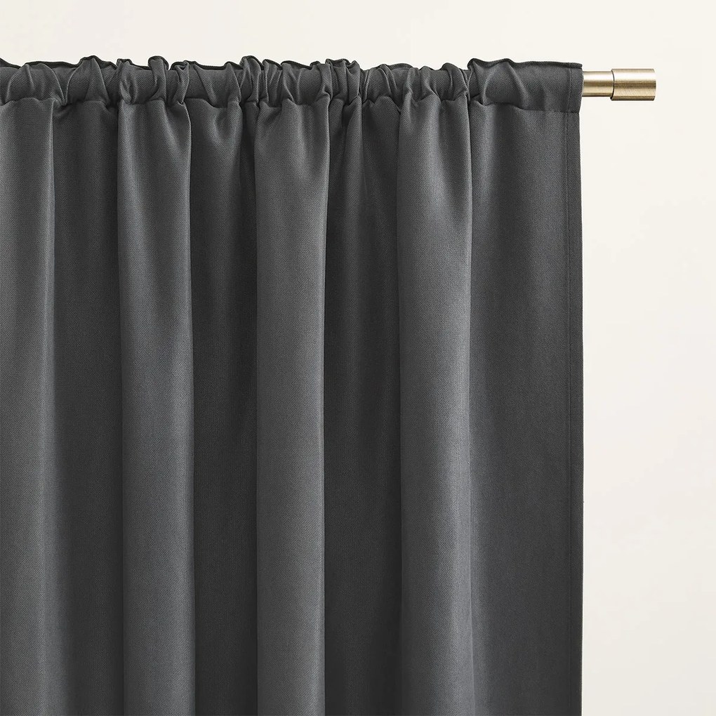 Zasłona zaciemniająca na taśmie gotowa 135x250 cm ciemnoszara