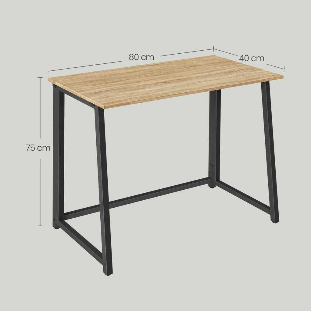 Zestaw do biura – składany stół ZARIMO 80×40 cm dąb sonoma + krzesło biurowe AVOLA VELVET różowe