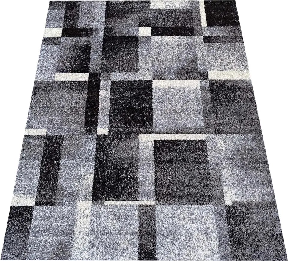 Nowoczesny szary dywan w geometryczne wzory M2-K56