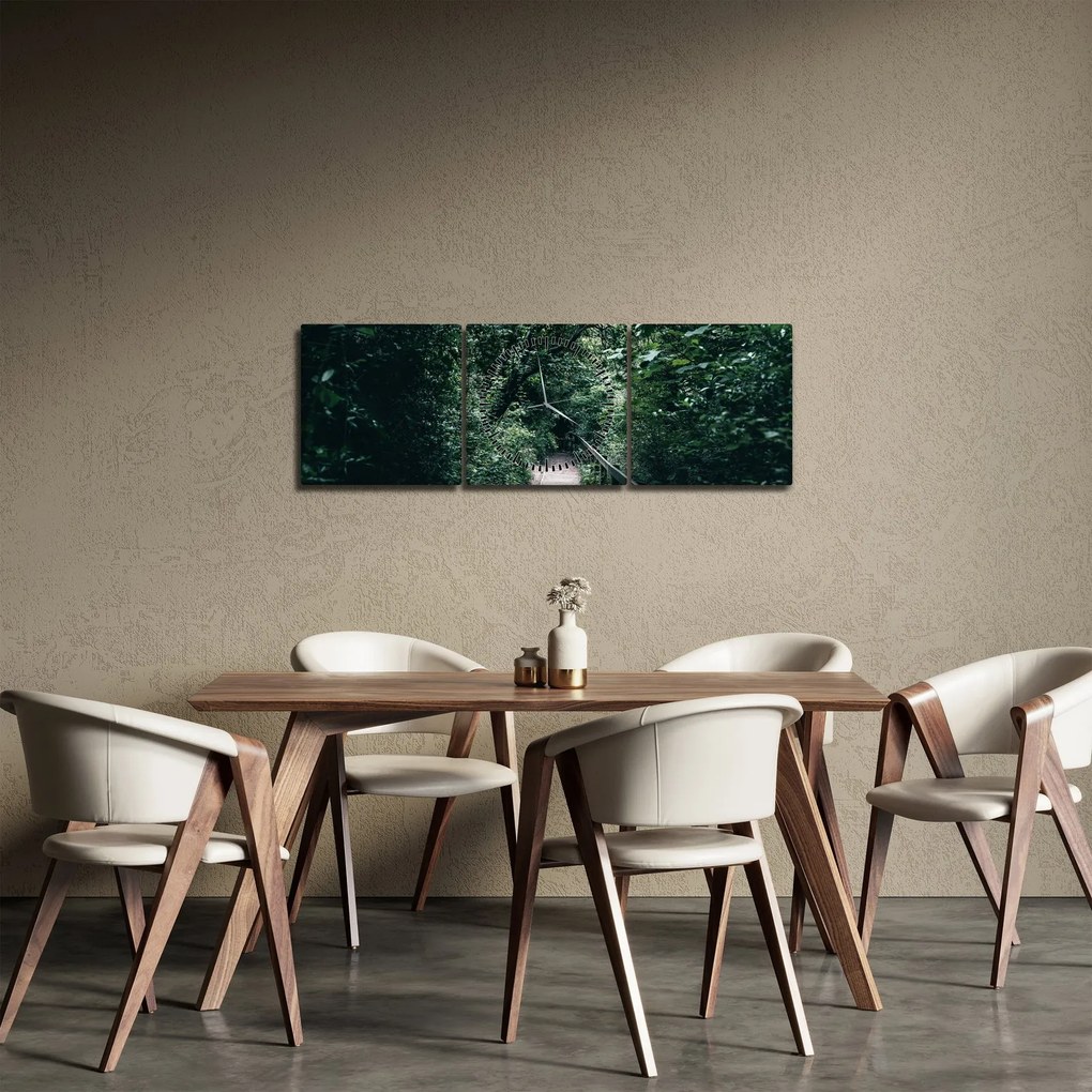 Obraz - Ścieżka przez las (z zegarem) (90x30 cm)