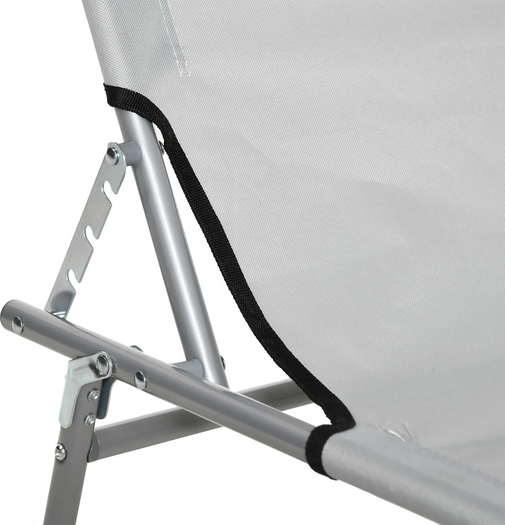 Outsunny Leżak ogrodowy składany z daszkiem przeciwsłonecznym na plażę wellness szary 187x58x36 cm | Aosom PL
