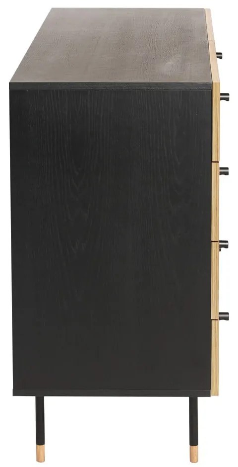Czarno-naturalna niska komoda w dekorze dębu 130x87 cm Jugend – Woodman
