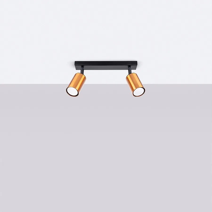 Plafony nowoczesny Glois, stal - 2 źródło światła 4000K - L.30 x H.18.5 cm - czarny/miedź