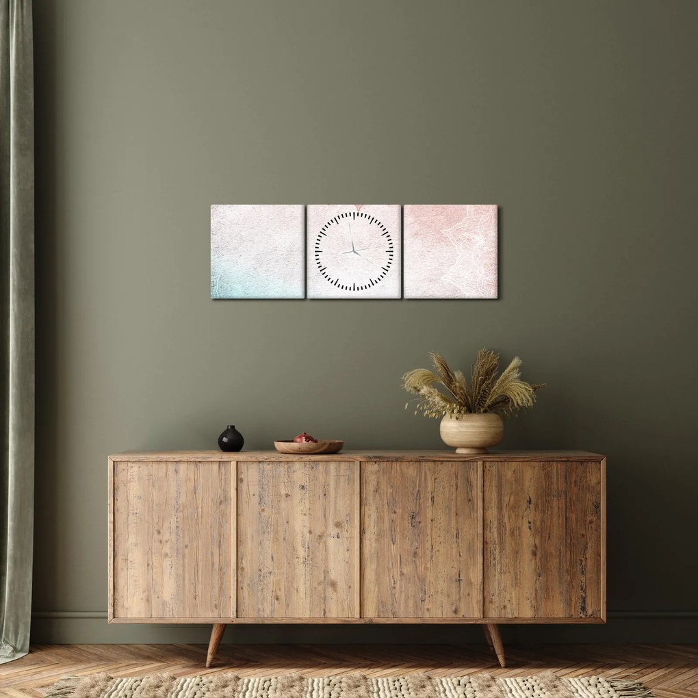 Obraz - Mandale na ścianie 2 (z zegarem) (90x30 cm)