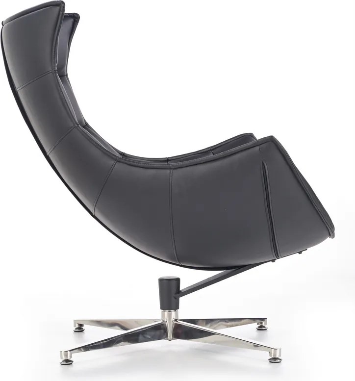 Czarny fotel wypoczynkowy ze skóry Luxor