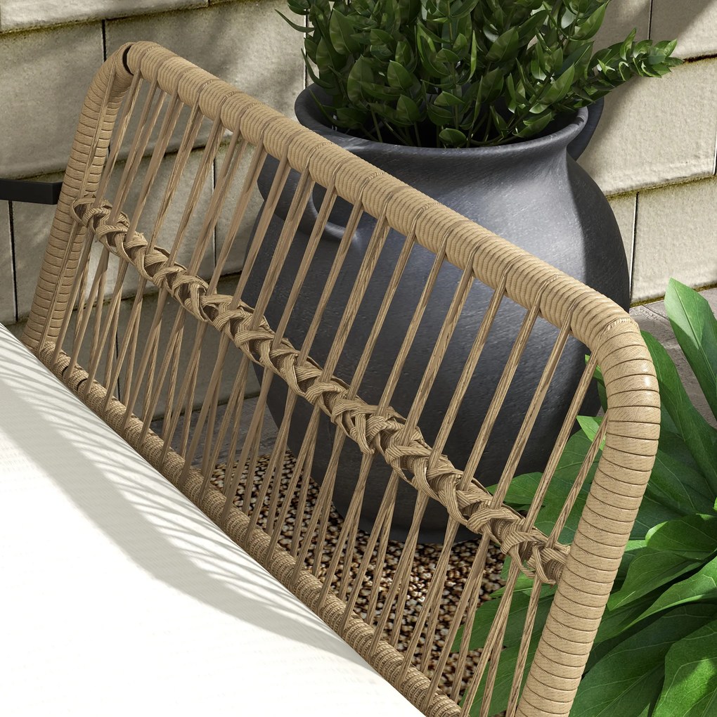 Outsunny Meble ogrodowe z technorattanu zestaw wypoczynkowy na taras balkon ogród kremowy naturalny | Aosom PL