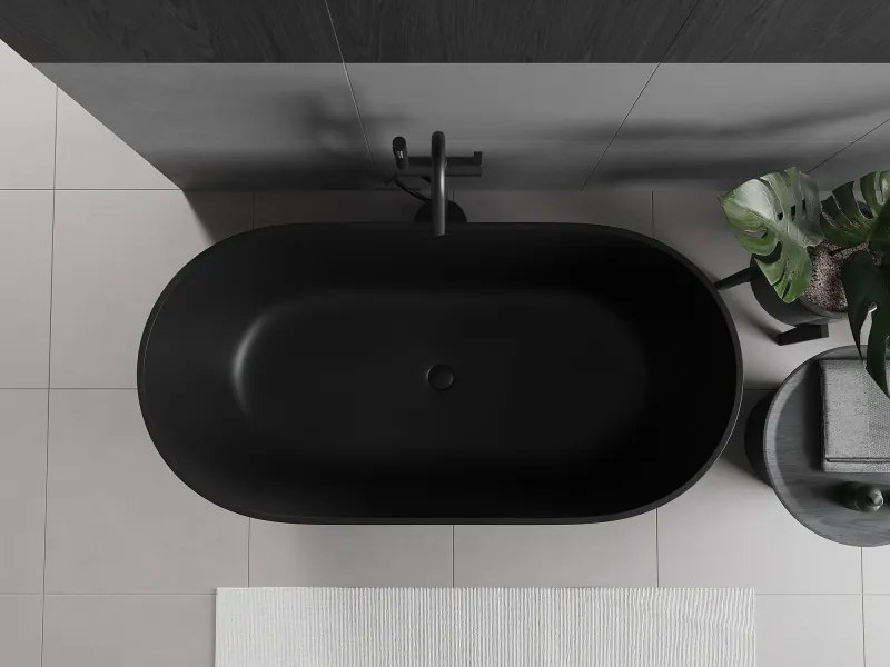 Mexen Rimini wanna wolnostojąca z konglomeratu 150 x 75 cm, czarna mat - 57241507570