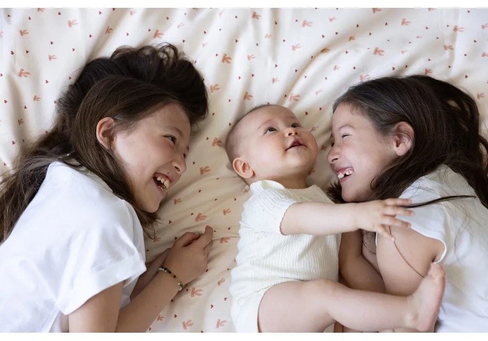 Jasnożółto-różowa pościel dziecięca jednoosobowa z bawełny organicznej 140x200 cm Bows – Cam Cam Copenhagen