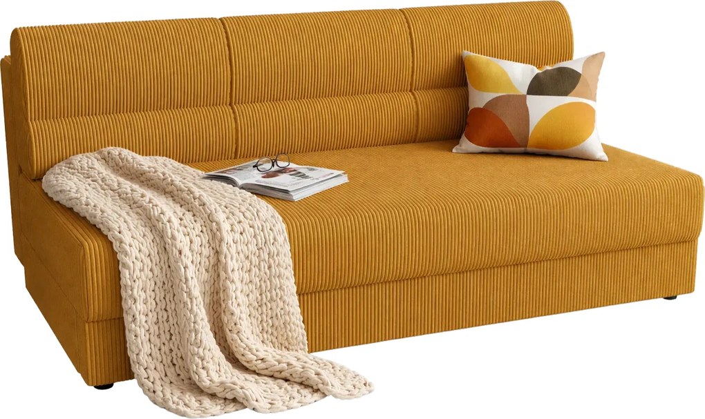 Musztardowa sztruksowa wersalka rozkładana G9-P33