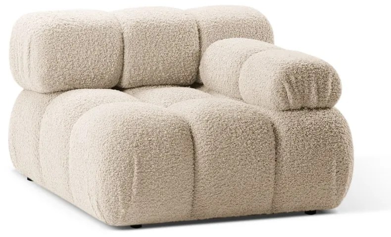 Beżowy moduł sofy z materiału bouclé (prawostronny) Bellis – Micadoni Home