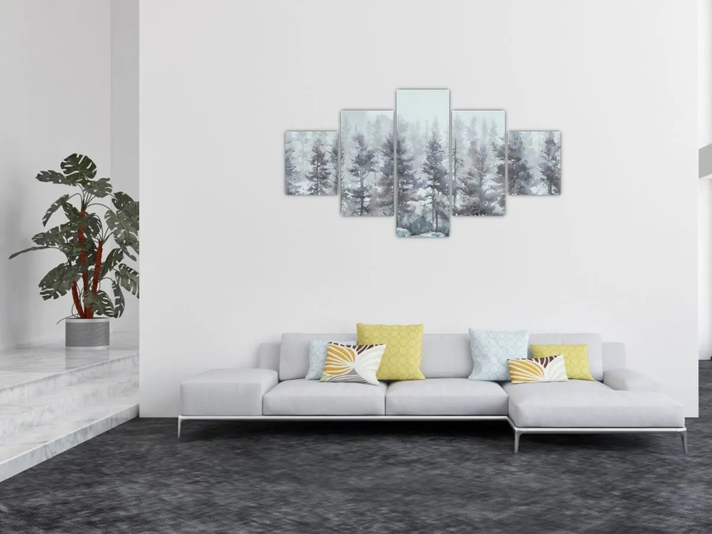 Obraz - Pine forest II, aquarel (125x70 cm)