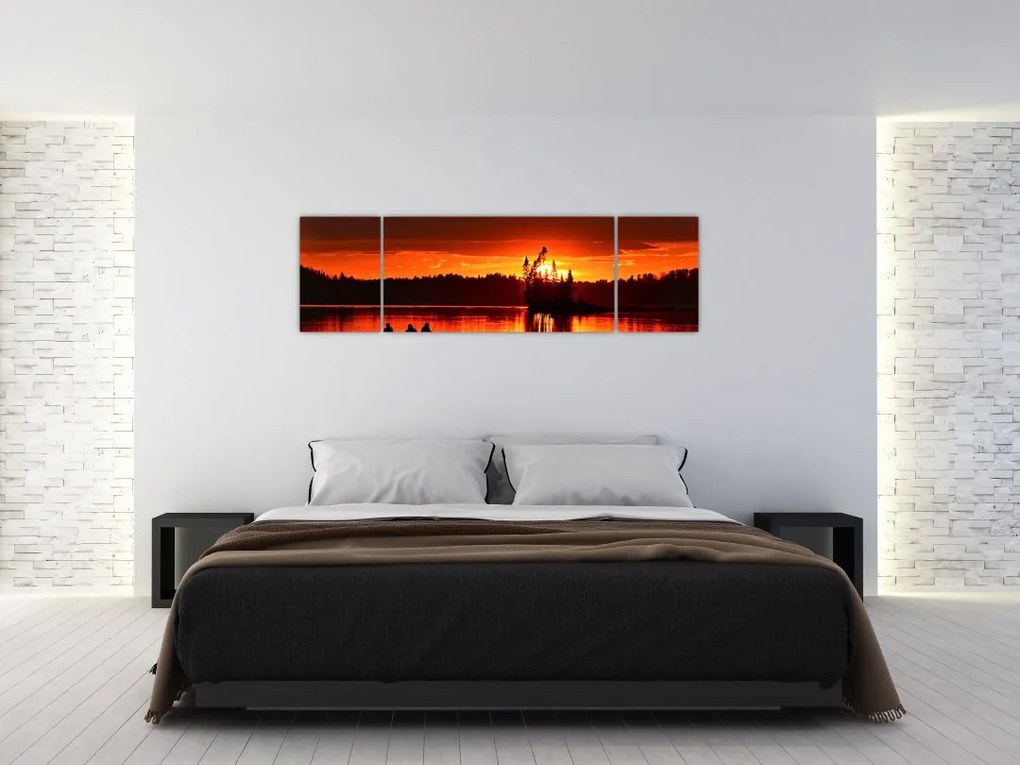 Obraz - Rybacy na jeziorze (170x50 cm)