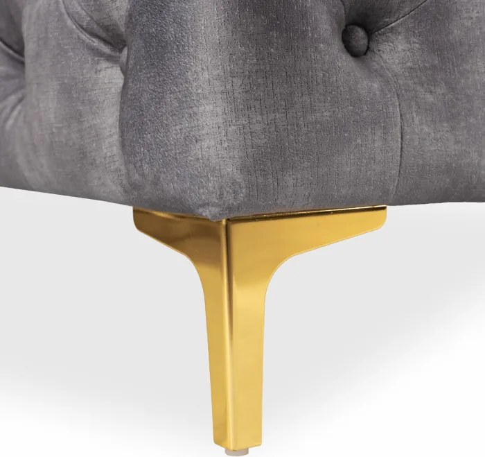 Sofa SORRENTO 3S Trzyosobowa Szara Welurowa Nowoczesna Glamour