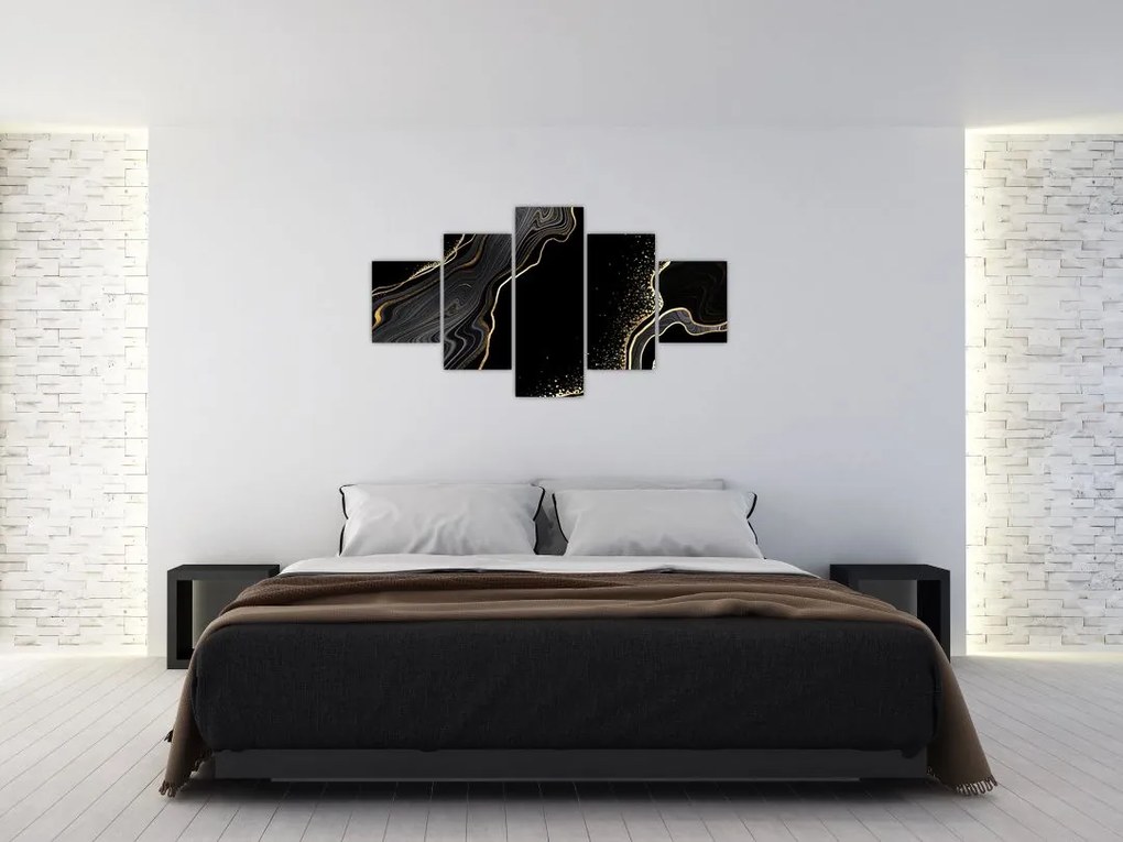 Obraz - Czarno - złoty marmur (125x70 cm)