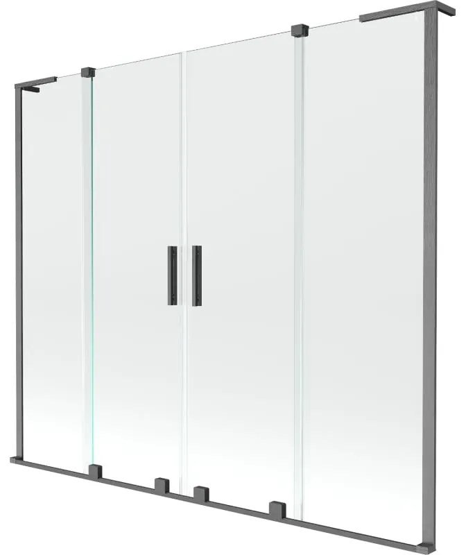 Mexen Velar L Duo parawan nawannowy 2-skrzydłowy rozsuwany 170 x 150 cm, transparent, gun gray szczotkowany - 896-170-003-02-66