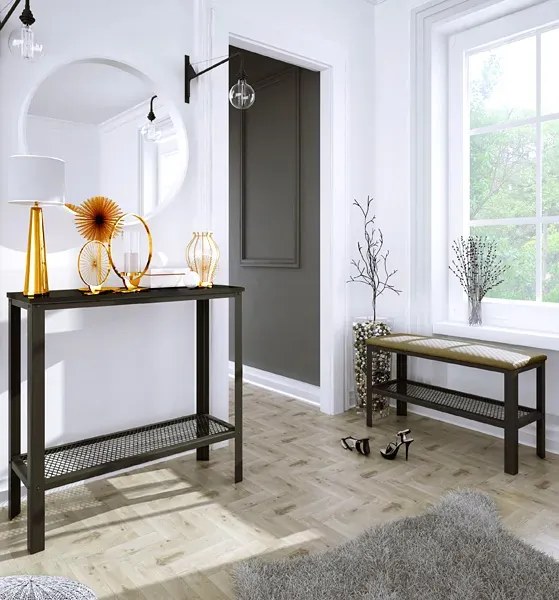 Czarna konsola z metalowym stelażem H0-R22