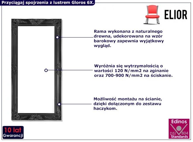 Eleganckie wiszące lustro w ramie w stylu boho N9-E65