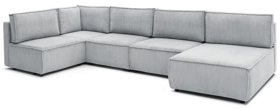 Jasnoszary sztruksowy narożnik (w kształcie litery U/strona zmienna) Nihad modular – Bobochic Paris