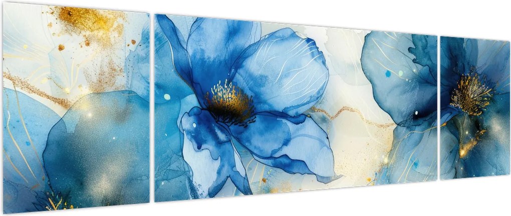 Obraz - Kwiatowy, malowany tuszem (170x50 cm)