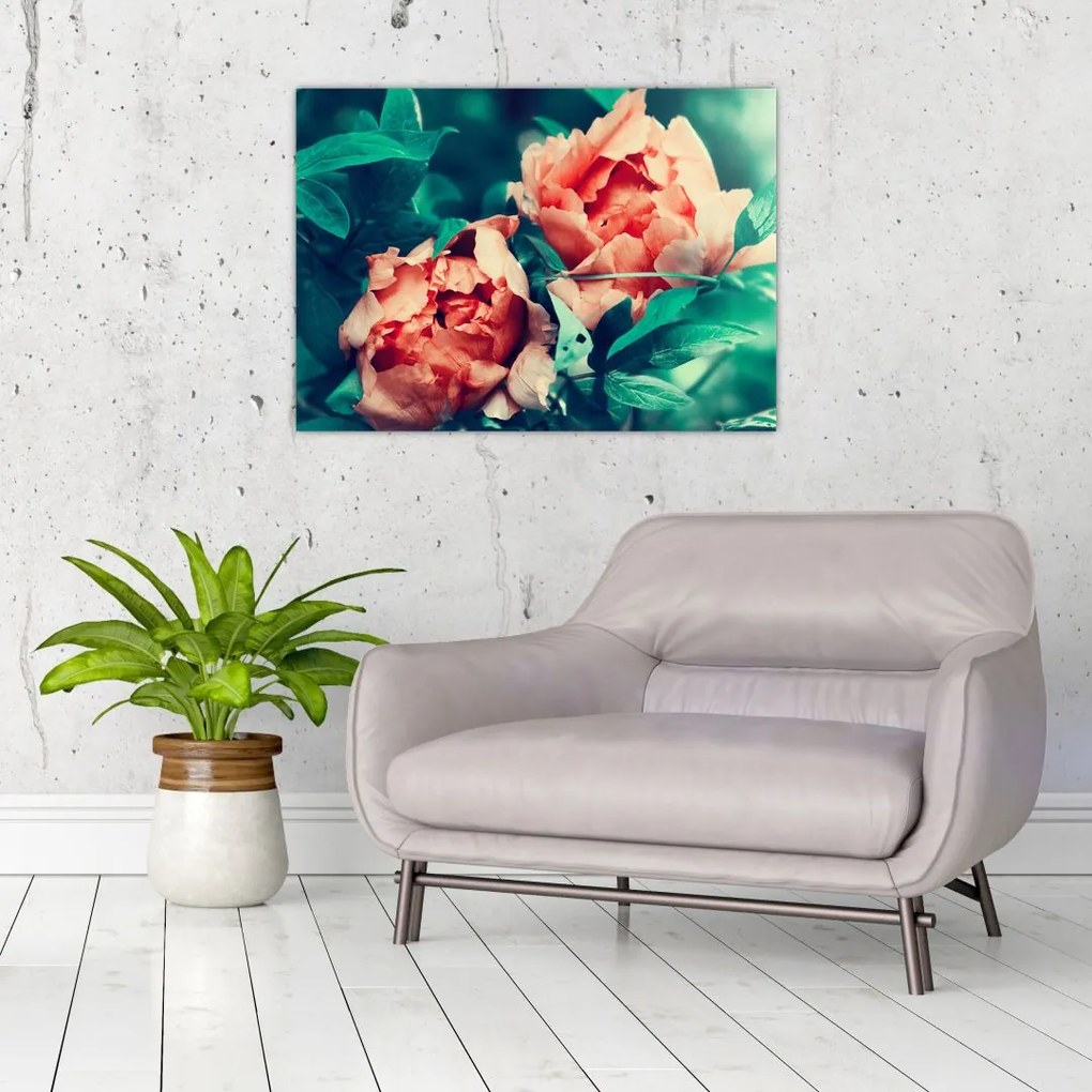 Obraz na szkle wiosennych kwiatów (70x50 cm)