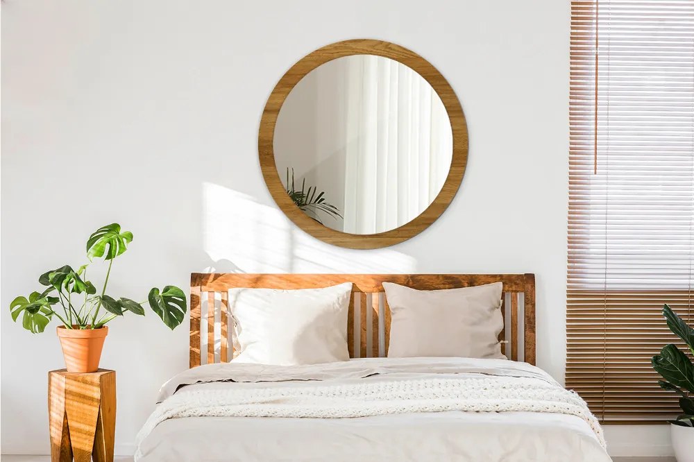 Lustro dekoracyjne okrągłe Rustykalny dąb