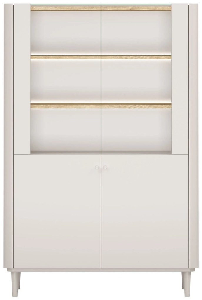 Witryna Elivo 100 cm dwudrzwiowa na nóżkach - kaszmir / dąb olejowany