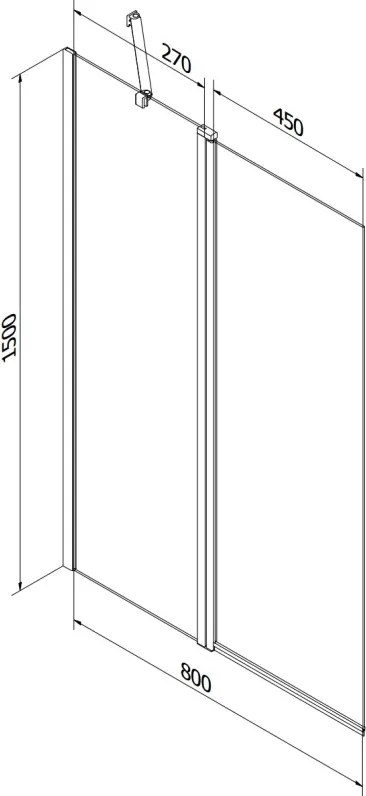 Mexen Flip parawan nawannowy 2-skrzydłowy 80 x 150 cm, czarna kratka, czarny - 894-080-101-70-77