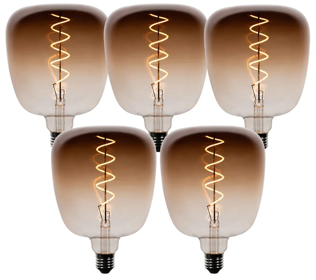 Zestaw 5 ściemnialnych żarówek LED E27 G140 brązowych 4,9W 110 lm 1800K