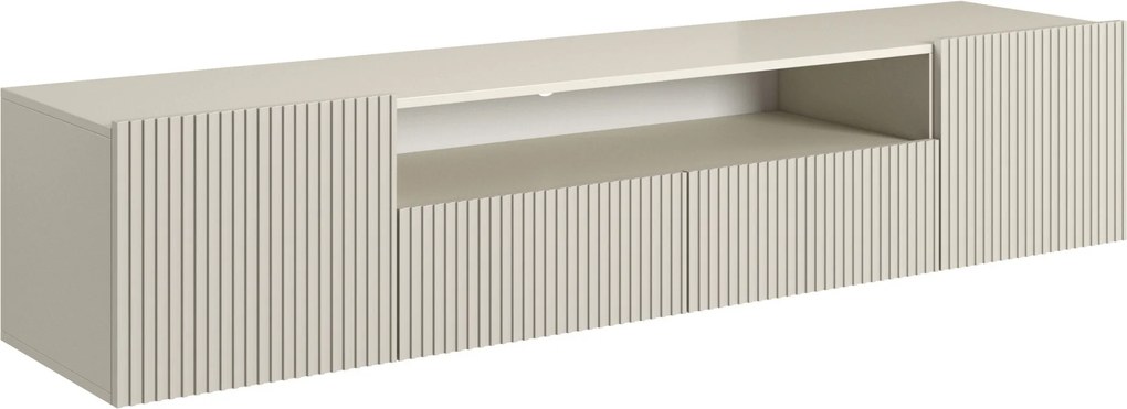 Szafka RTV wisząca Nicole 200 cm z wnęką i szufladami - kaszmir / kaszmir mat