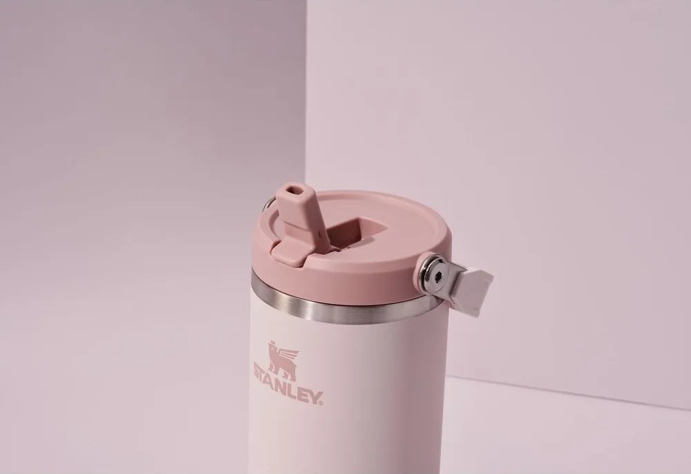 Jasnoróżowy termos ze stali nierdzewnej 410 ml IceFlow™ Flip Straw 2.0 Tumbler Rose Quartz – Stanley