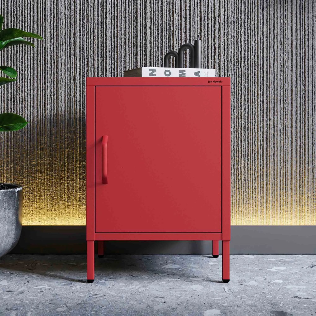 Szafka nocna metalowa czerwona Modern MIA, 424 x 595 x 400 mm