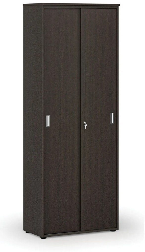 Szafa biurowa z drzwiami przesuwnymi PRIMO WOOD, 800 x 420 x 2128 mm, wenge
