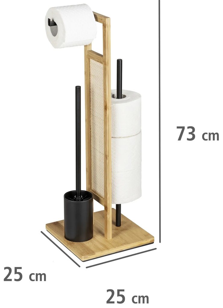 Stojak na papier toaletowy i szczotkę wc RIVALTA, 3w1, bambus, WENKO