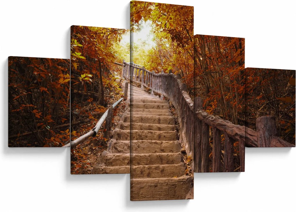 Obraz - Schody w naturze jesienią (125x70 cm)