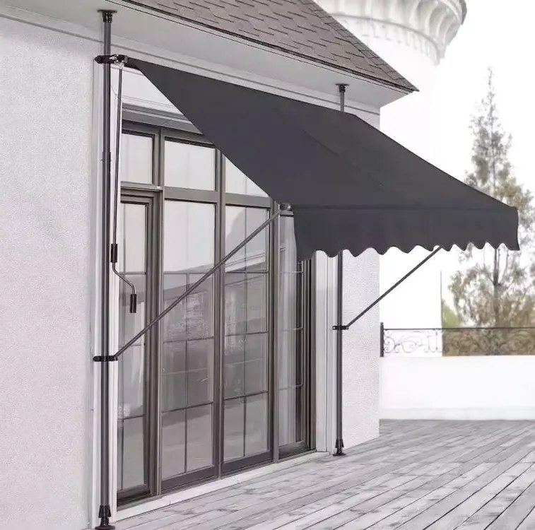 Markiza przeciwsłoneczna regulowana AW-016 na taras, balkon, szara, 300x120 cm