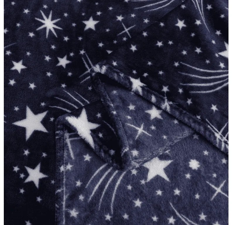 Mikropluszowy koc STARLIGHT, ciemnoniebieski Rozmiar: 150 x 200 cm