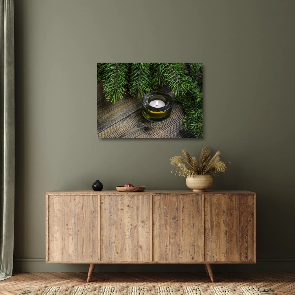 Obraz na szkle - świeca bożonarodzeniowa (70x50 cm)