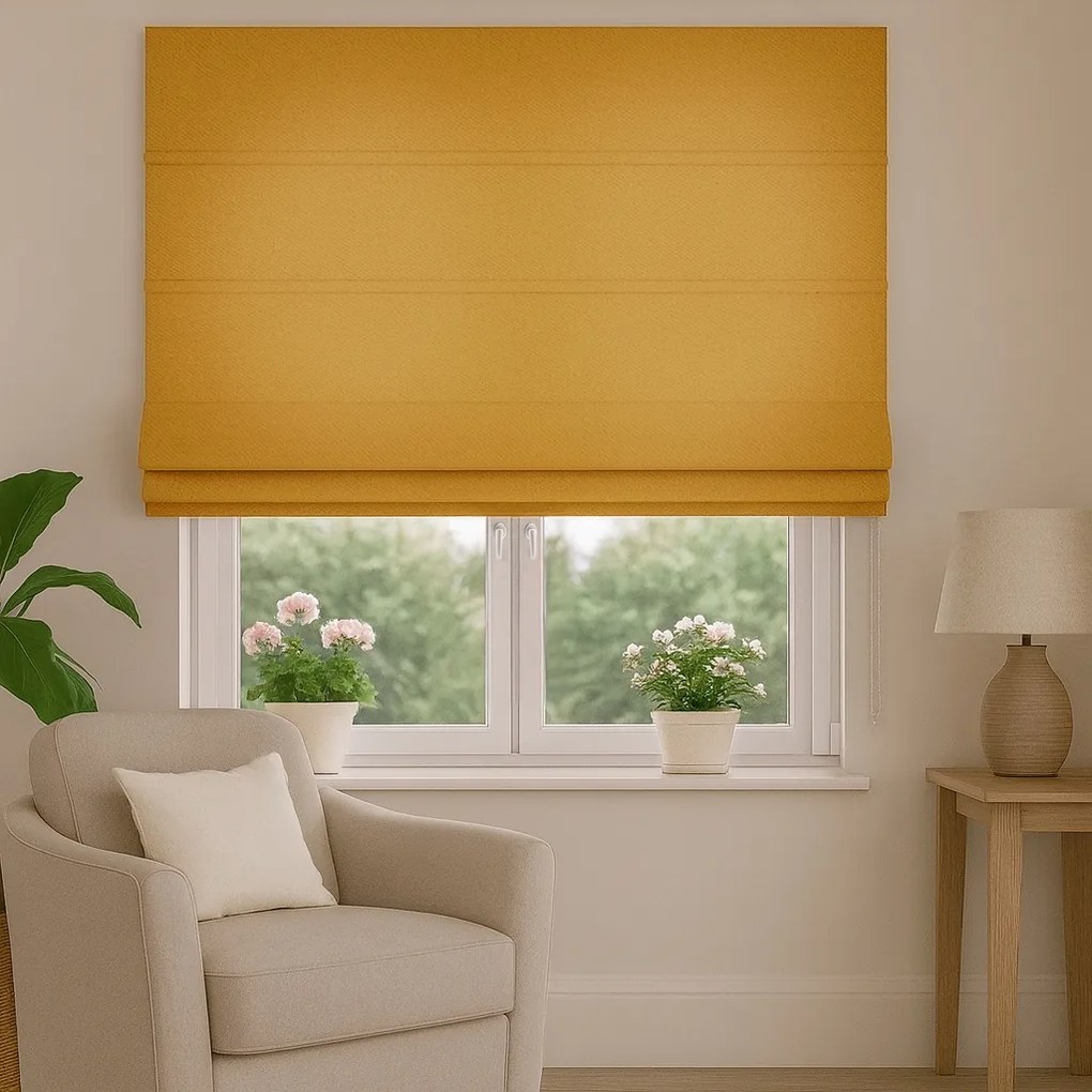 Roleta rzymska na wymiar Enjoy musztardowa miękka gruba - do 140 cm