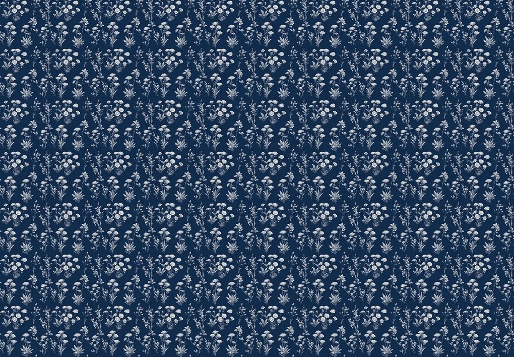 Fototapeta - Wzór kwiatowy na niebieskim tle (196x136 cm)