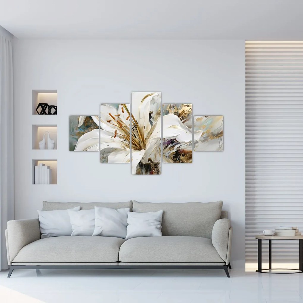 Obraz - Abstrakcja z lilią (125x70 cm)