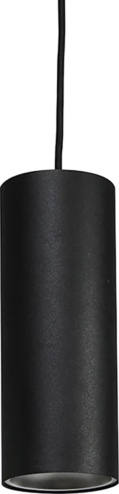 Designerska lampa wisząca czarna z adapterem do szyny 1-fazowej - Slimline Tubo