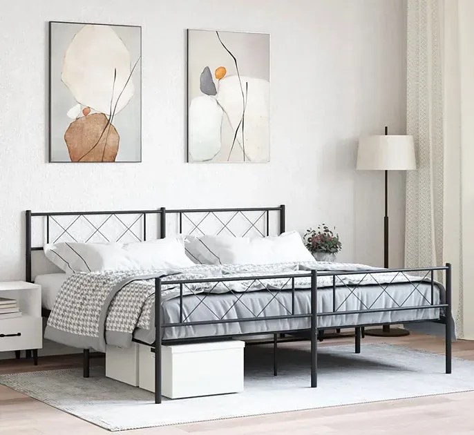 Czarne metalowe łóżko małżeńskie 180x200cm C3-T80
