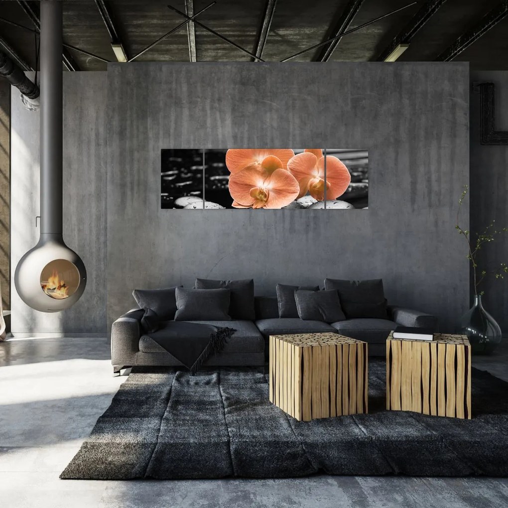 Obraz - Pomarańczowe orchidee (170x50 cm)