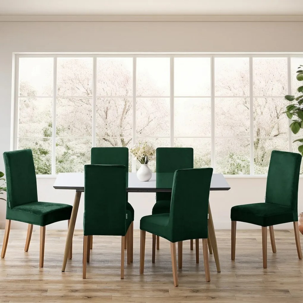 Restilo Pokrowiec na krzesło Sento ciemnozielony, 48 x 48 x 58 + 10 cm, zestaw 4 szt.