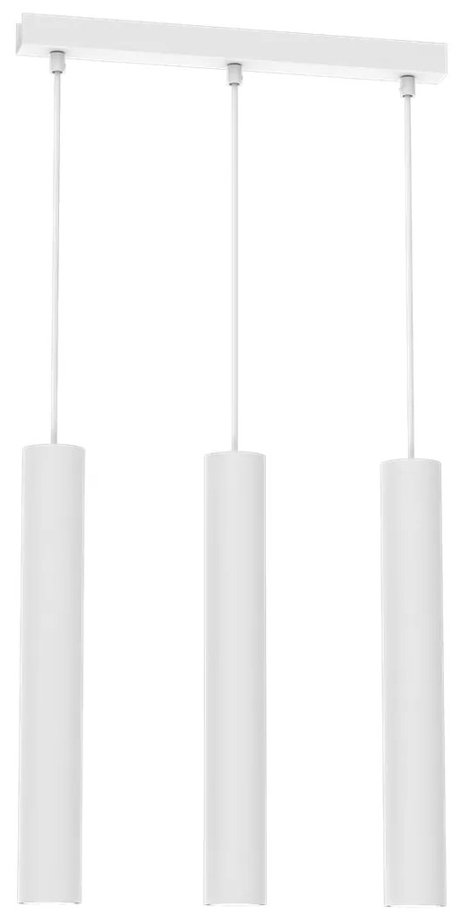Lampa wisząca HUDSON WHITE 3xGU10, biała, potrójna, tuba, na listwie